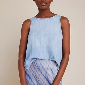 Cloth and Stone Button-side Chabray Tank - color denim light